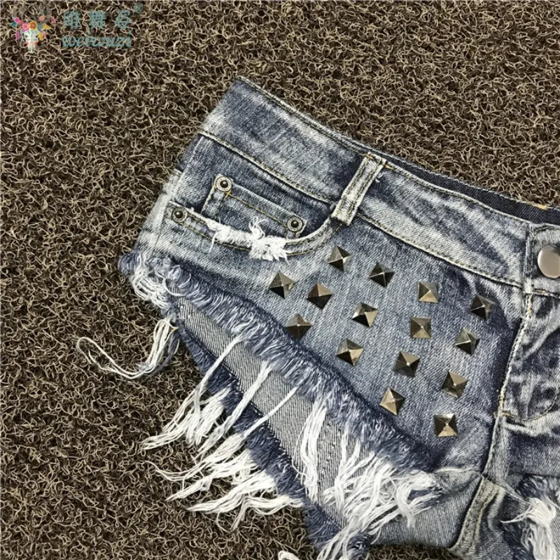 Harajuku Y2K Rivet Women Denim Shorts Sexy Low Rise Denim HOT pants JEANS Nightclub Pole Dance DS Mini Shorts Flirting Uniform