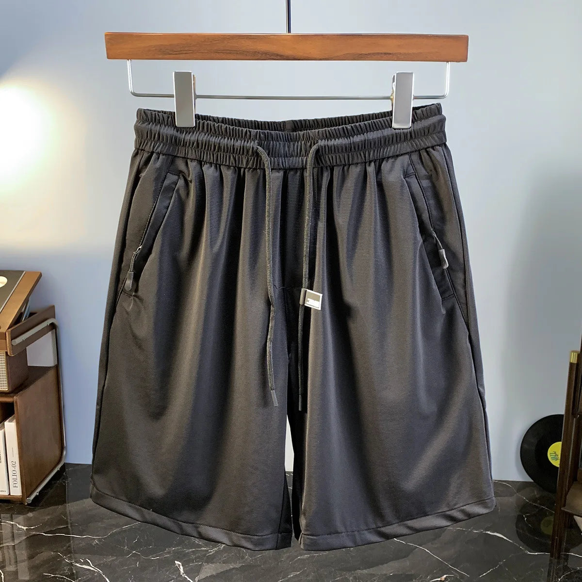 Summer thin ice silk men's shorts trend Korean version casual sports loose quick drying breathable mid pants