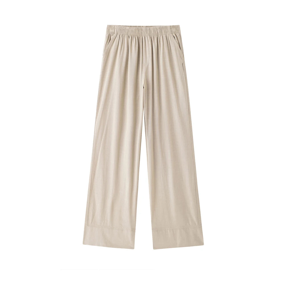 Women Fashion With Tied Loose Kimono Blouses And High Elastic Waist Side Pockets Pants Female Two Piece Sets Mujer