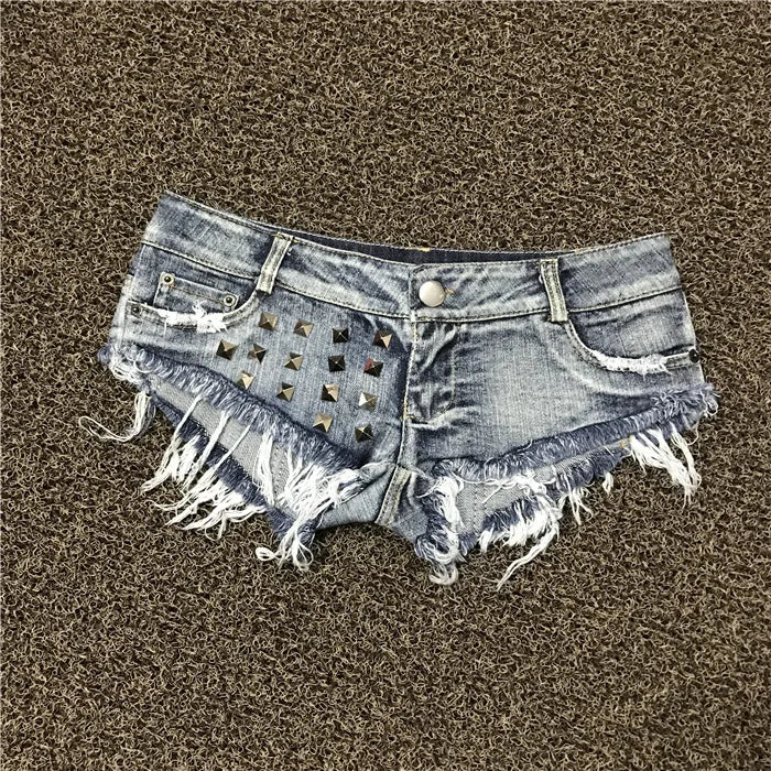 Harajuku Y2K Rivet Women Denim Shorts Sexy Low Rise Denim HOT pants JEANS Nightclub Pole Dance DS Mini Shorts Flirting Uniform