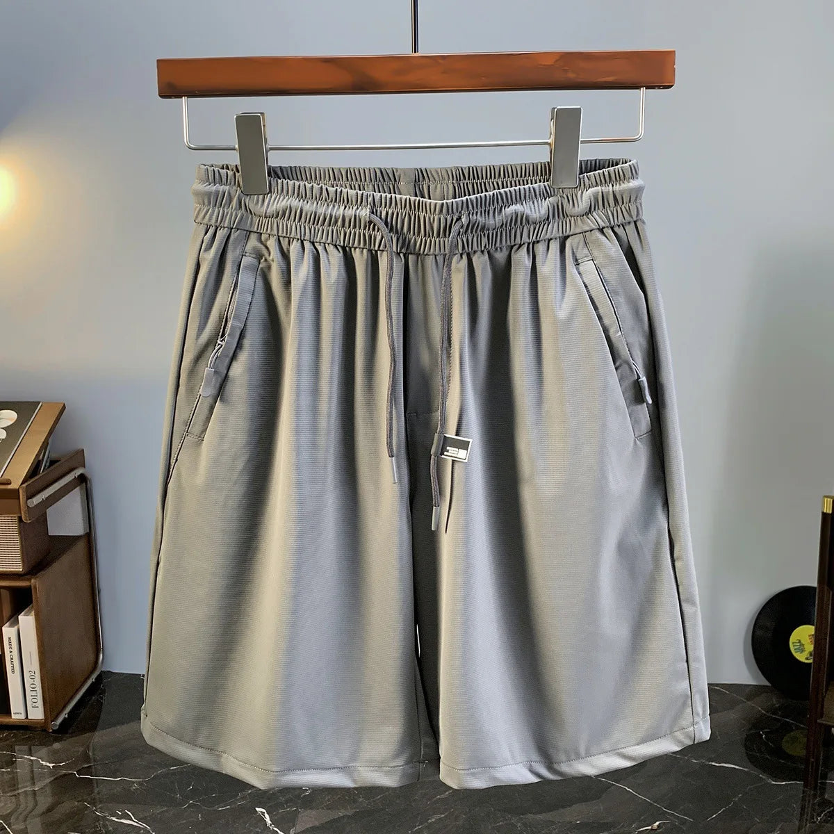 Summer thin ice silk men's shorts trend Korean version casual sports loose quick drying breathable mid pants