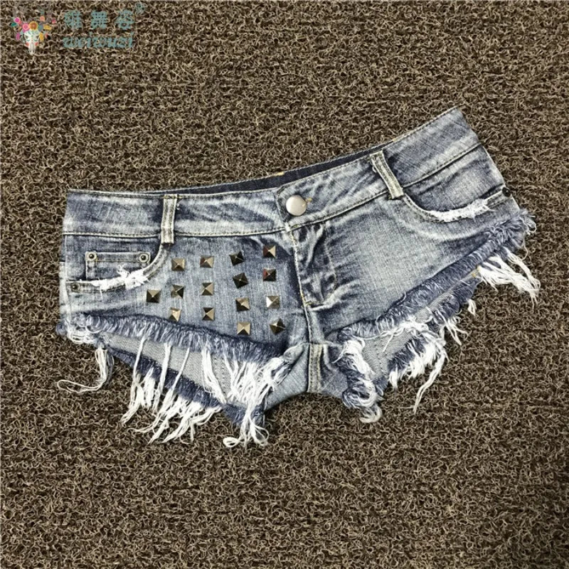 Harajuku Y2K Rivet Women Denim Shorts Sexy Low Rise Denim HOT pants JEANS Nightclub Pole Dance DS Mini Shorts Flirting Uniform