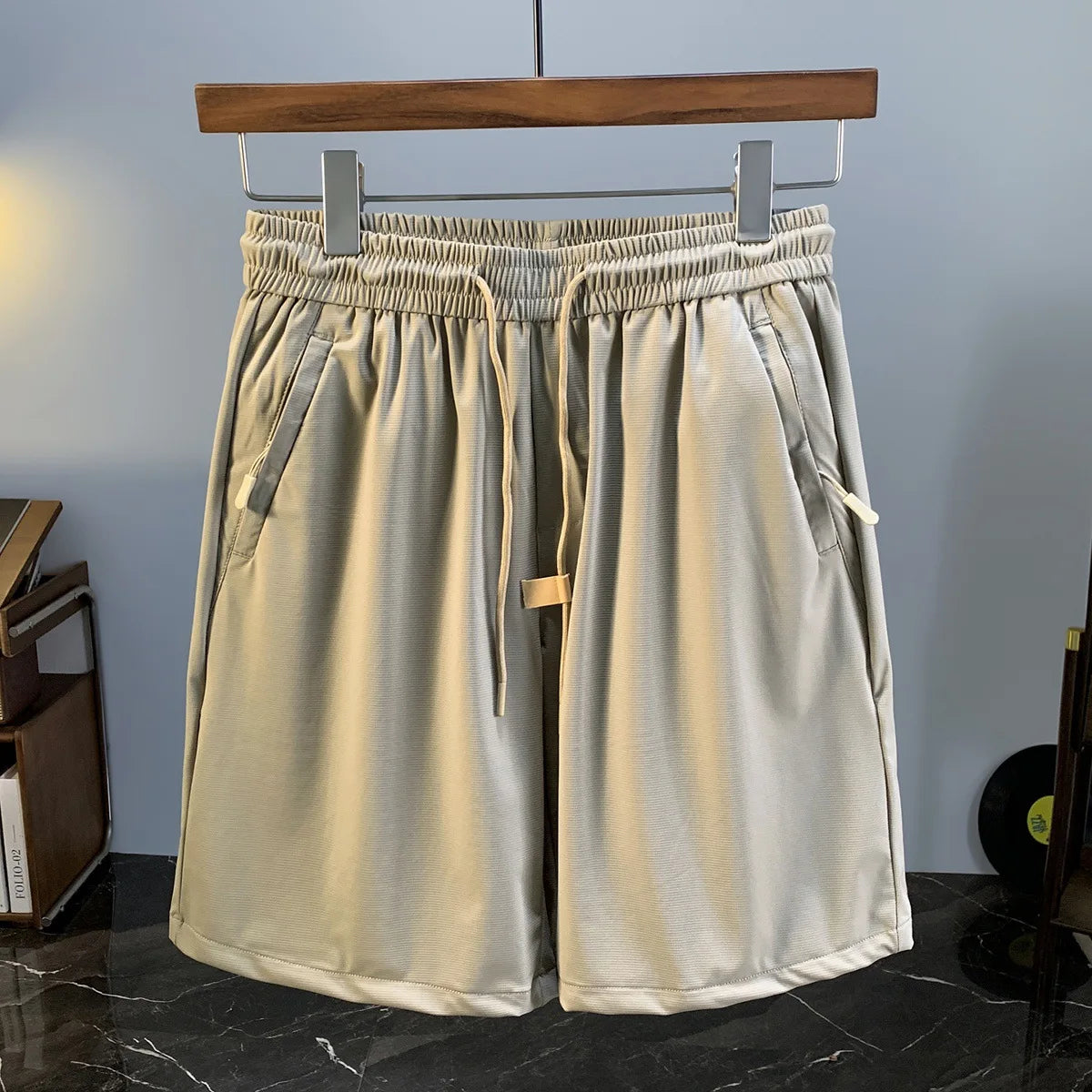 Summer thin ice silk men's shorts trend Korean version casual sports loose quick drying breathable mid pants