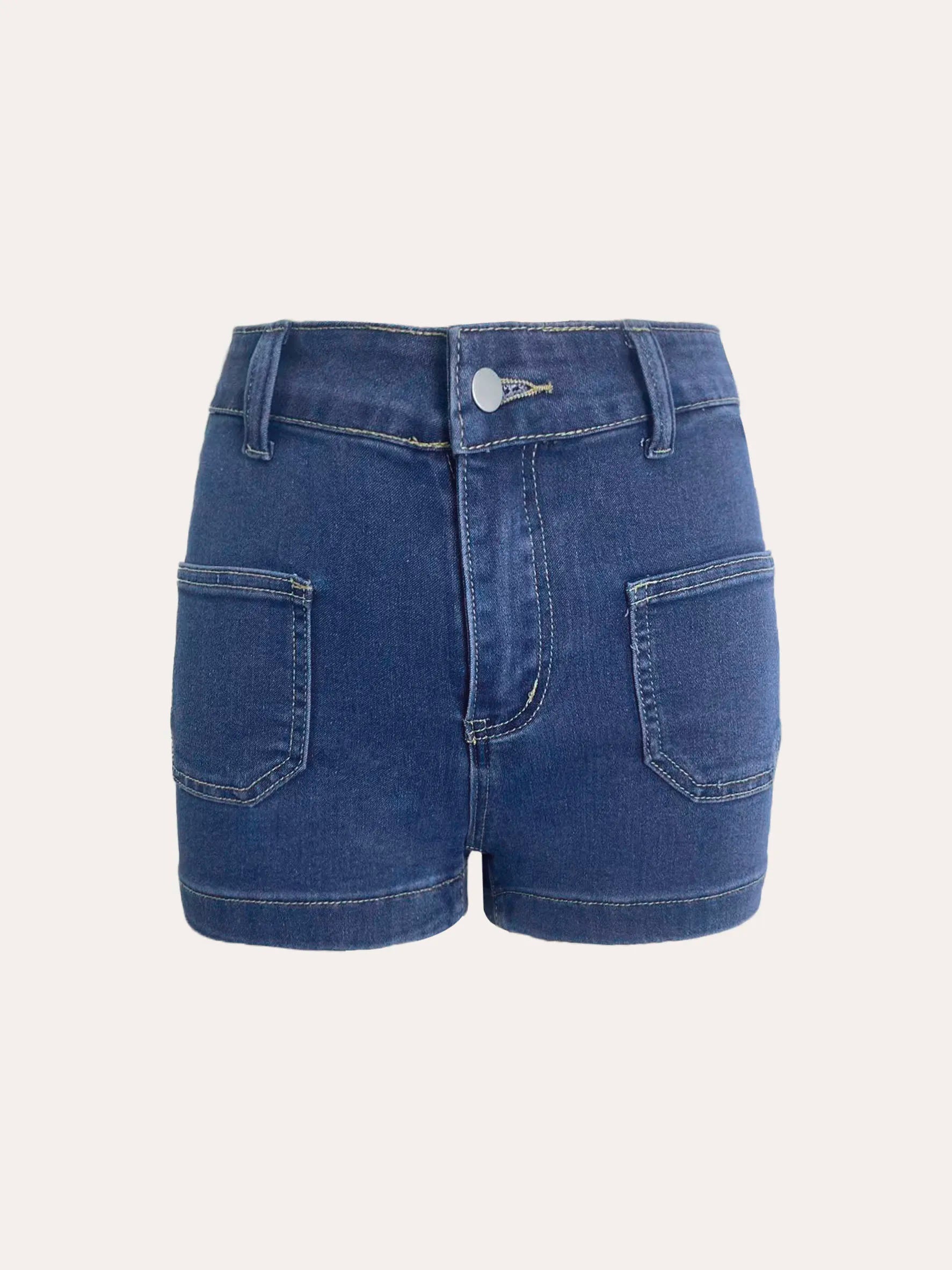 Jorts Shorts Female Jeans Wide Leg Dark Blue Vintage Washed No Stretch Denim Trousers for Ladies