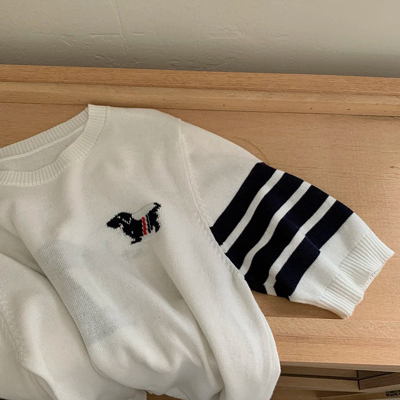 Summer 100% cotton women's T-shirt casual striped knit pullover short sleeved loose round neck Tees embroidered luxury brand Top